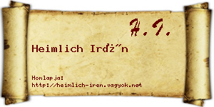 Heimlich Irén névjegykártya